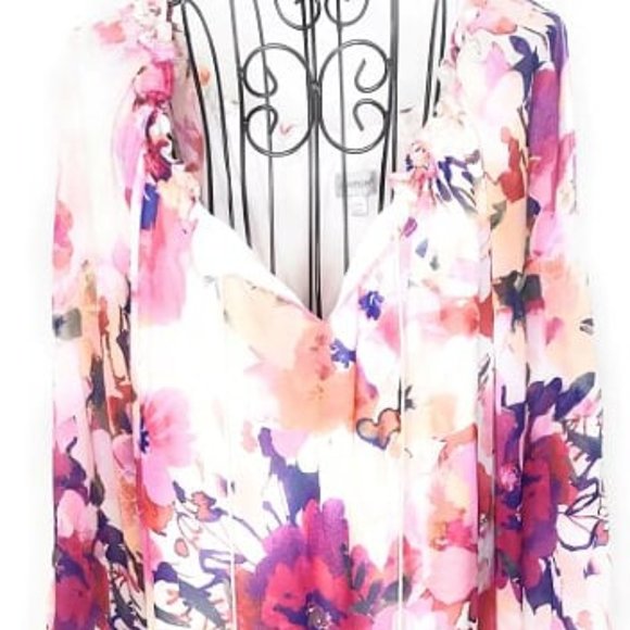 Avenue Floral Multi Color Off Shoulder Dress Size 18/20 - Picture 4 of 6